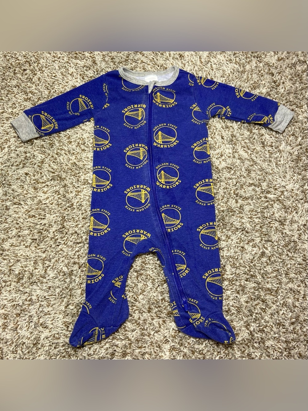GOLDEN STATE WARRIORS Baby Zip Up Blue Onesie Size 0-3M